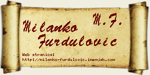 Milanko Furdulović vizit kartica
